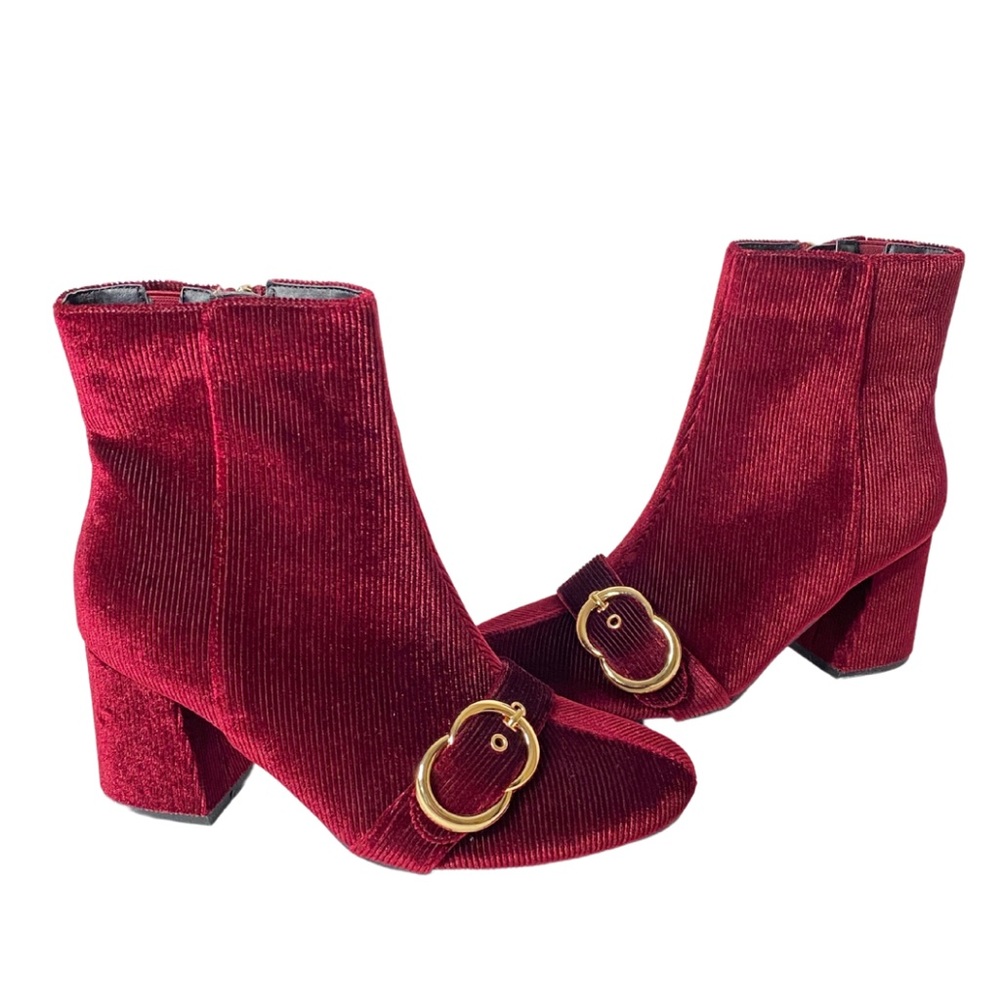 Burgundy Corduroy Romantic Retro Glam Glam Rock Southwestern Boho Booties (7)